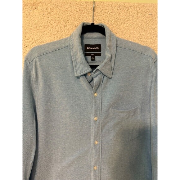 Bonobos Sky Blue Cotton Button 100% Cotton Casual Long Sleeve Dress Shirt SZ Med - Picture 2 of 9